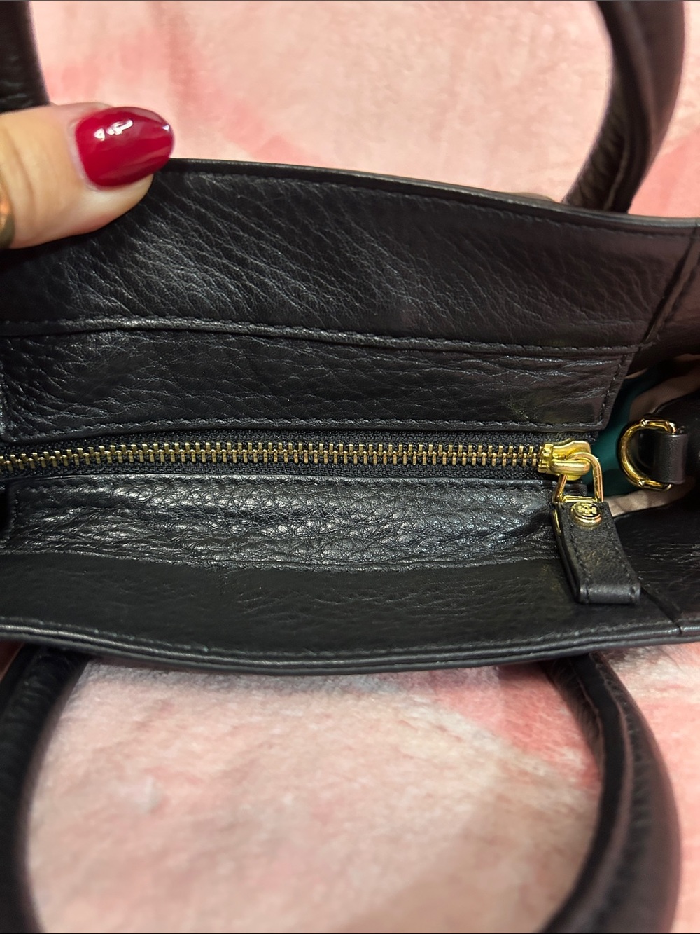 Tory Burch Small Clara Leather Tote in Two Tone Pink and Black Retail $425.00 - Picture 9 of 14
